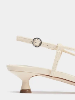 Sale Aeyde Rhonda Leather Kitten-Heel Sandals Creamy Patent