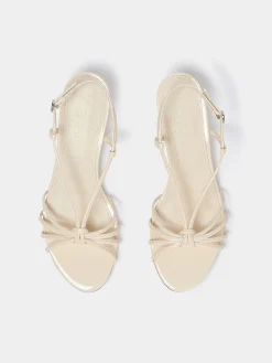 Sale Aeyde Rhonda Leather Kitten-Heel Sandals Creamy Patent