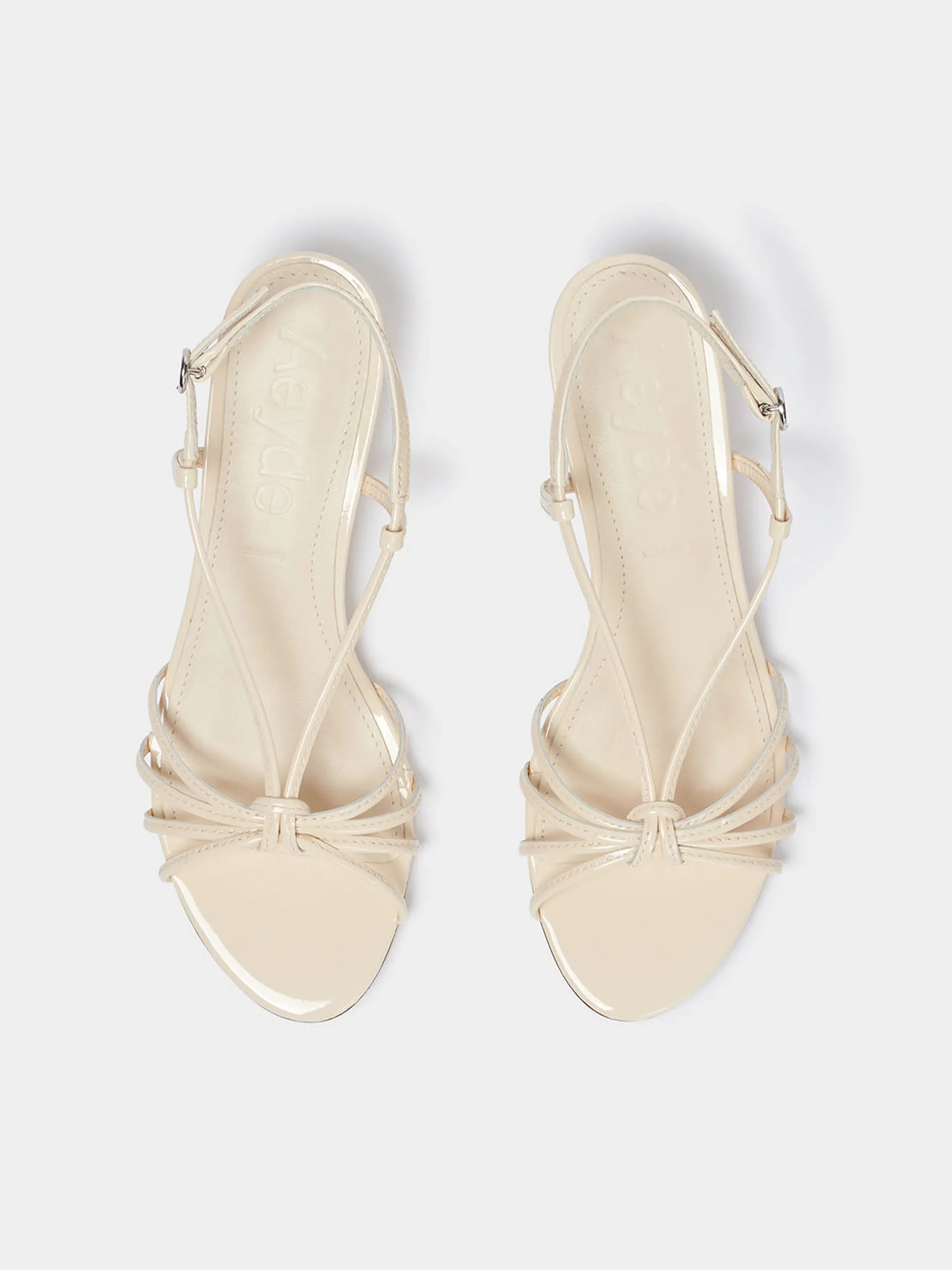 Sale Aeyde Rhonda Leather Kitten-Heel Sandals Creamy Patent