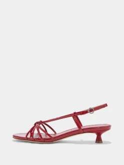 Clearance Aeyde Rhonda Leather Kitten-Heel Sandals Cranberry Patent