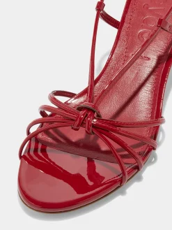 Clearance Aeyde Rhonda Leather Kitten-Heel Sandals Cranberry Patent