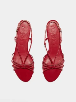 Clearance Aeyde Rhonda Leather Kitten-Heel Sandals Cranberry Patent