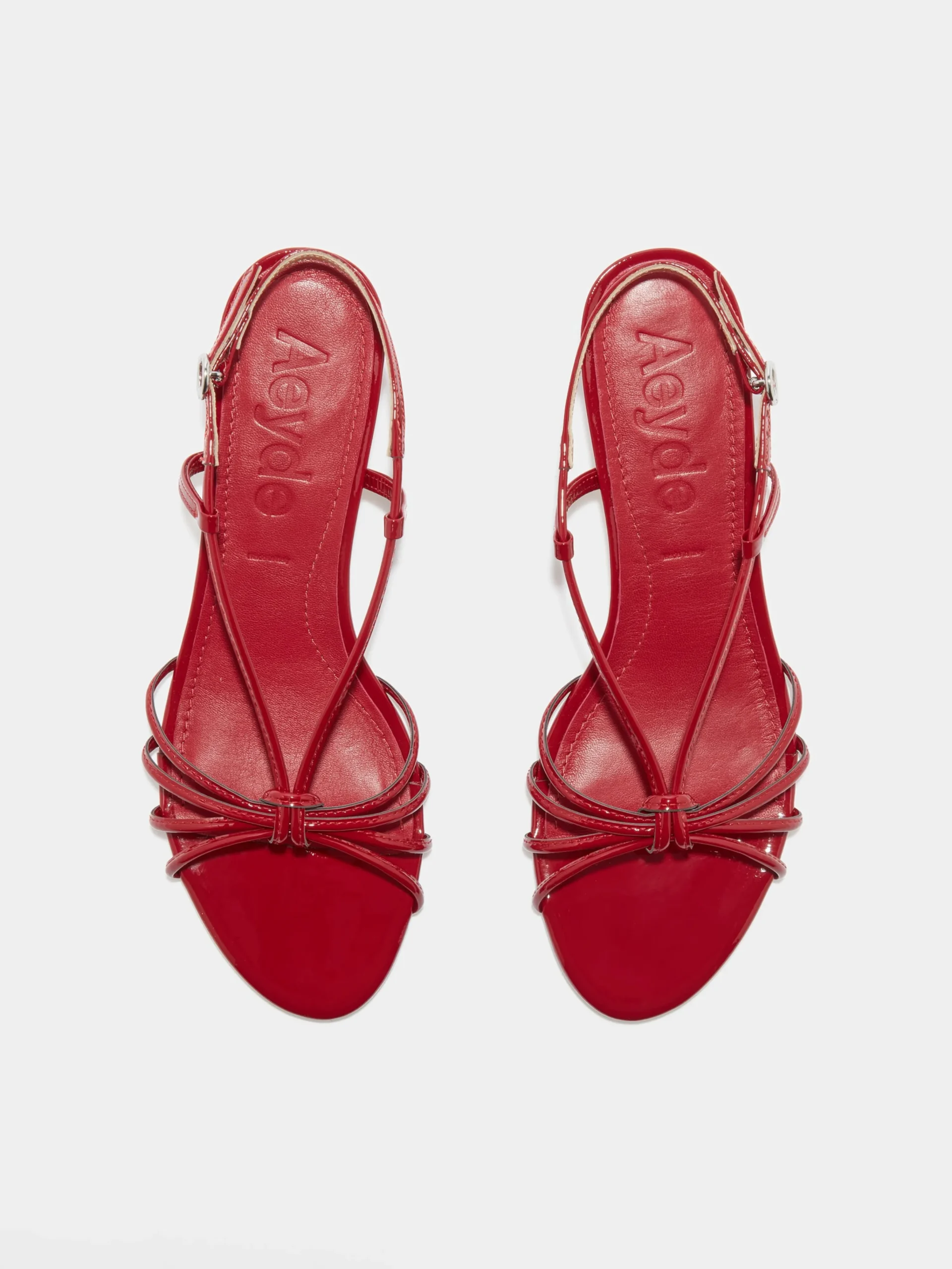 Clearance Aeyde Rhonda Leather Kitten-Heel Sandals Cranberry Patent