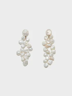 Online Aeyde Rudi Pearl and Palladium-Plated Drop Earrings Palladium/Pearl