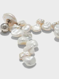 Online Aeyde Rudi Pearl and Palladium-Plated Drop Earrings Palladium/Pearl