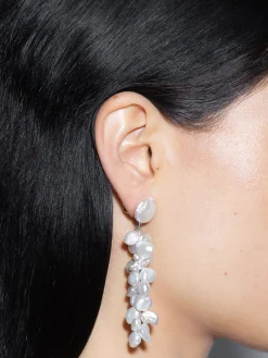 Online Aeyde Rudi Pearl and Palladium-Plated Drop Earrings Palladium/Pearl