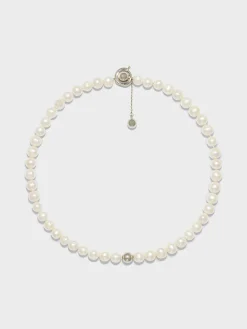 New Aeyde Sarin Pearl and Palladium-Plated Necklace Palladium/Pearl