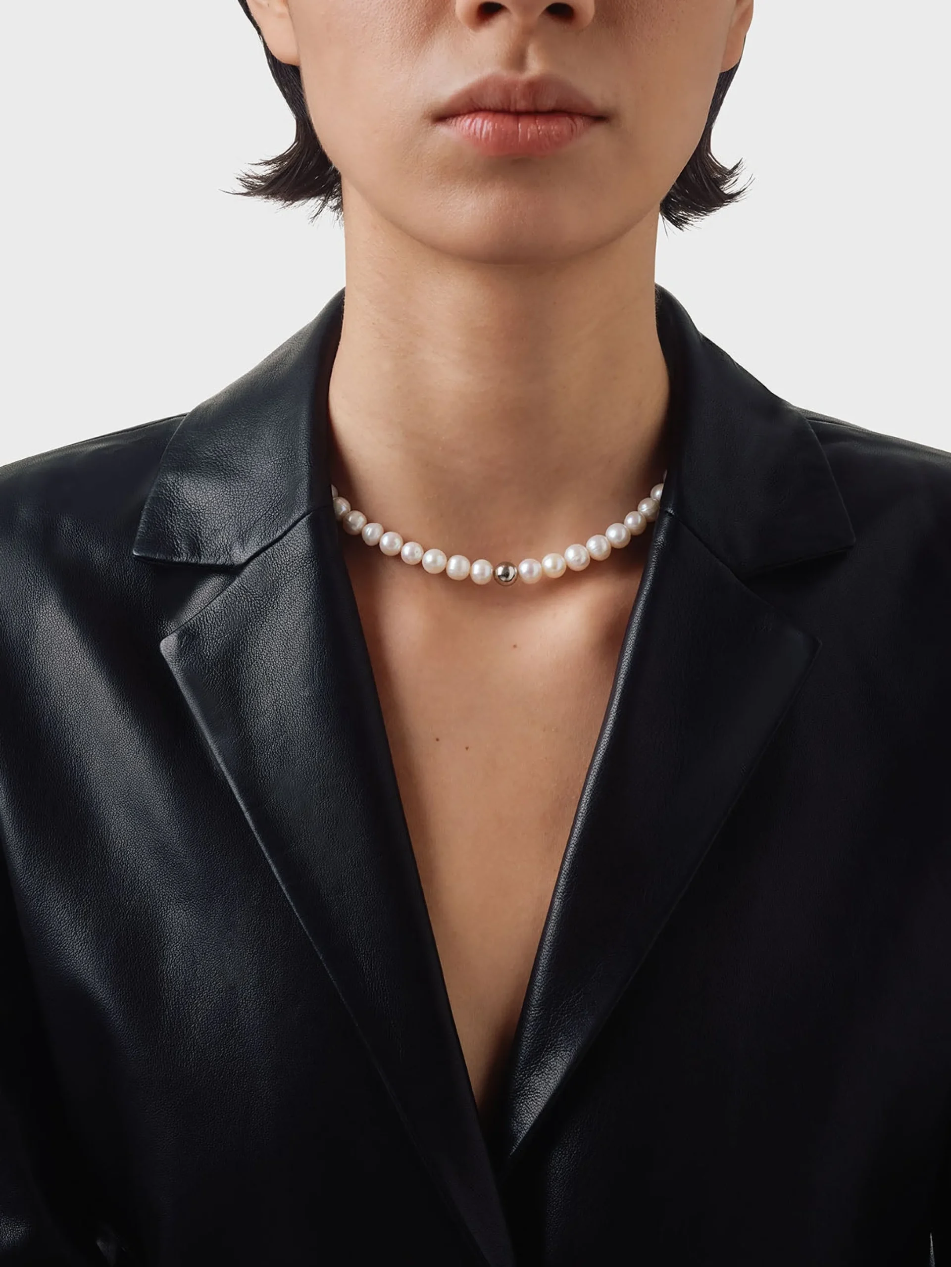 New Aeyde Sarin Pearl and Palladium-Plated Necklace Palladium/Pearl