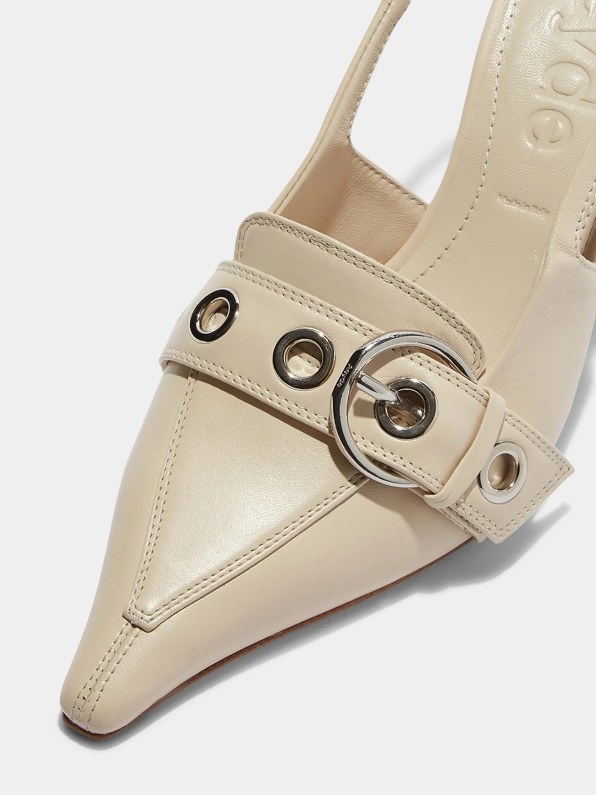 Fashion Aeyde Tara Leather Slingback Pumps Creamy Nappa