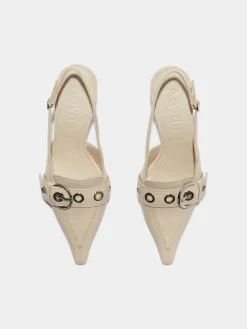 Fashion Aeyde Tara Leather Slingback Pumps Creamy Nappa