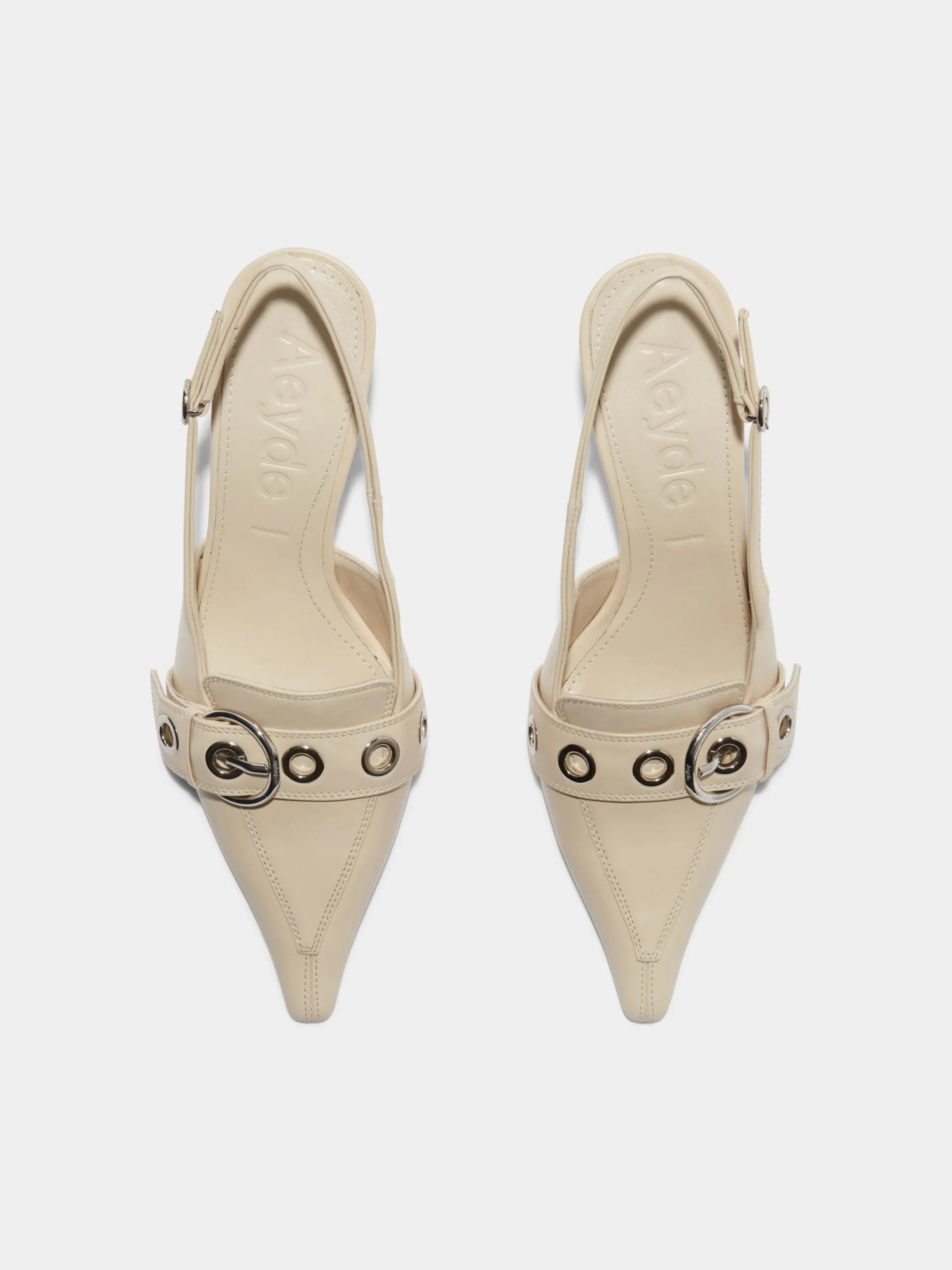 Fashion Aeyde Tara Leather Slingback Pumps Creamy Nappa