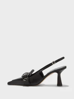 Discount Aeyde Tara Leather Slingback Pumps Black Nappa