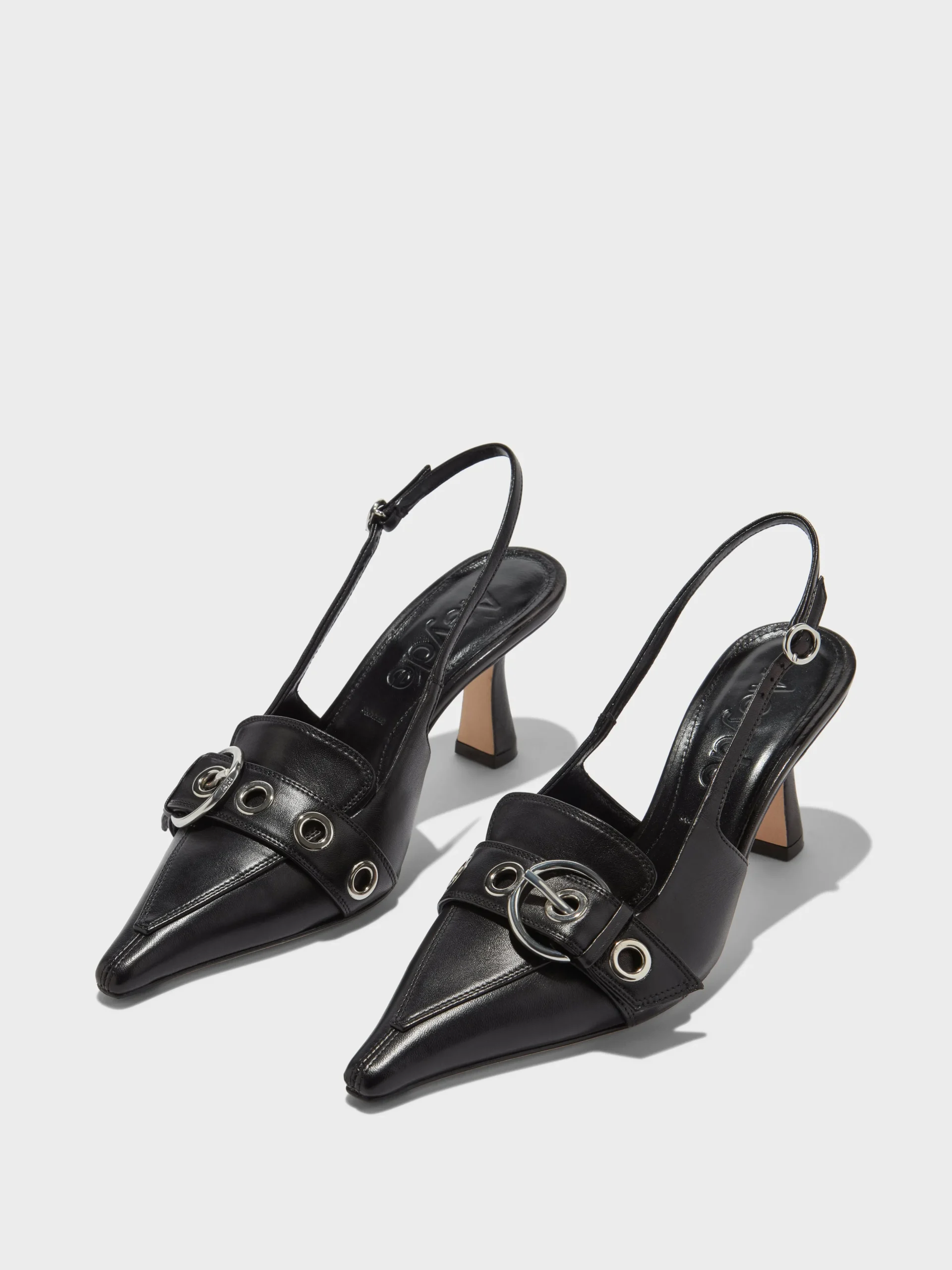 Discount Aeyde Tara Leather Slingback Pumps Black Nappa