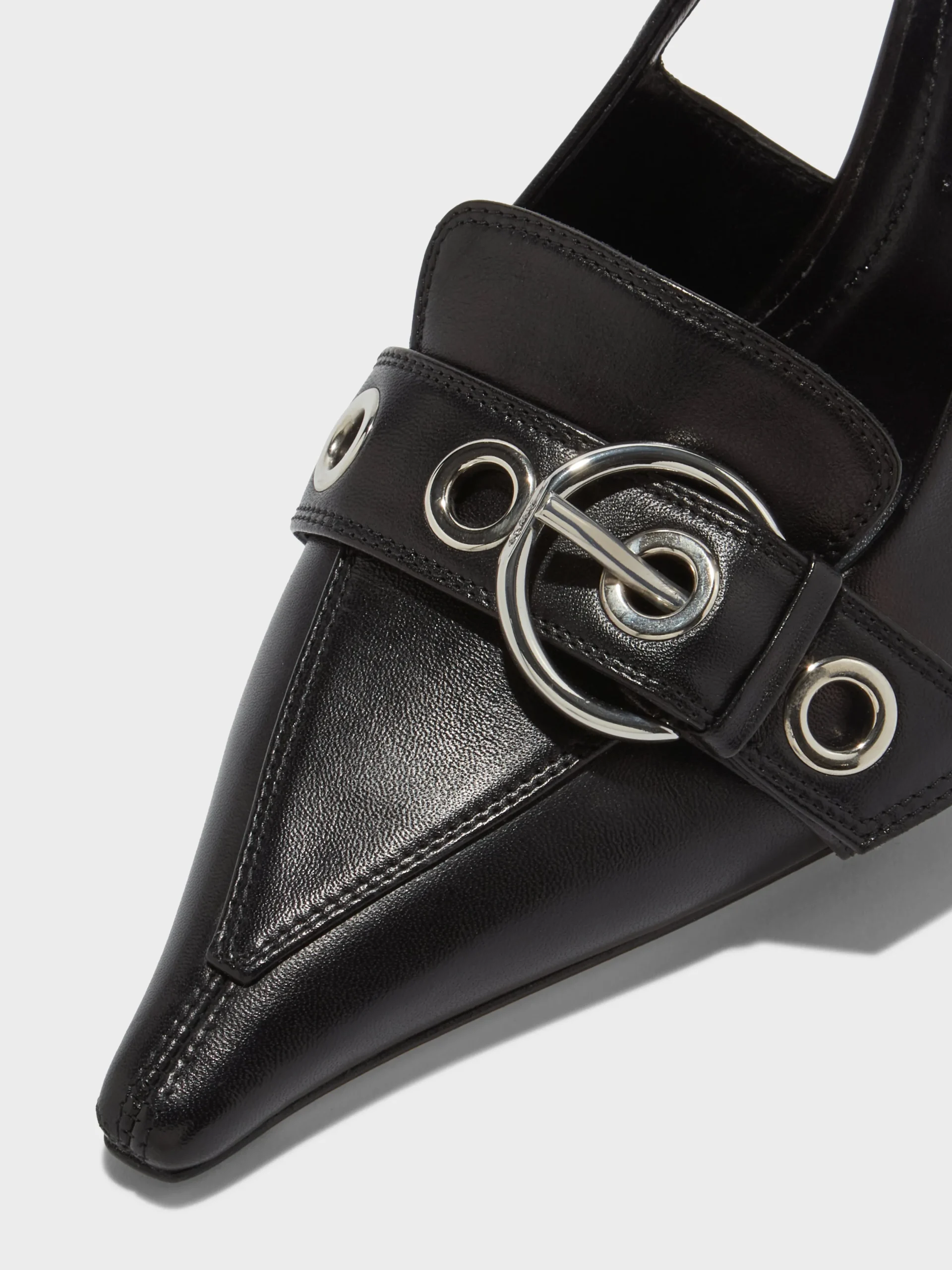 Discount Aeyde Tara Leather Slingback Pumps Black Nappa