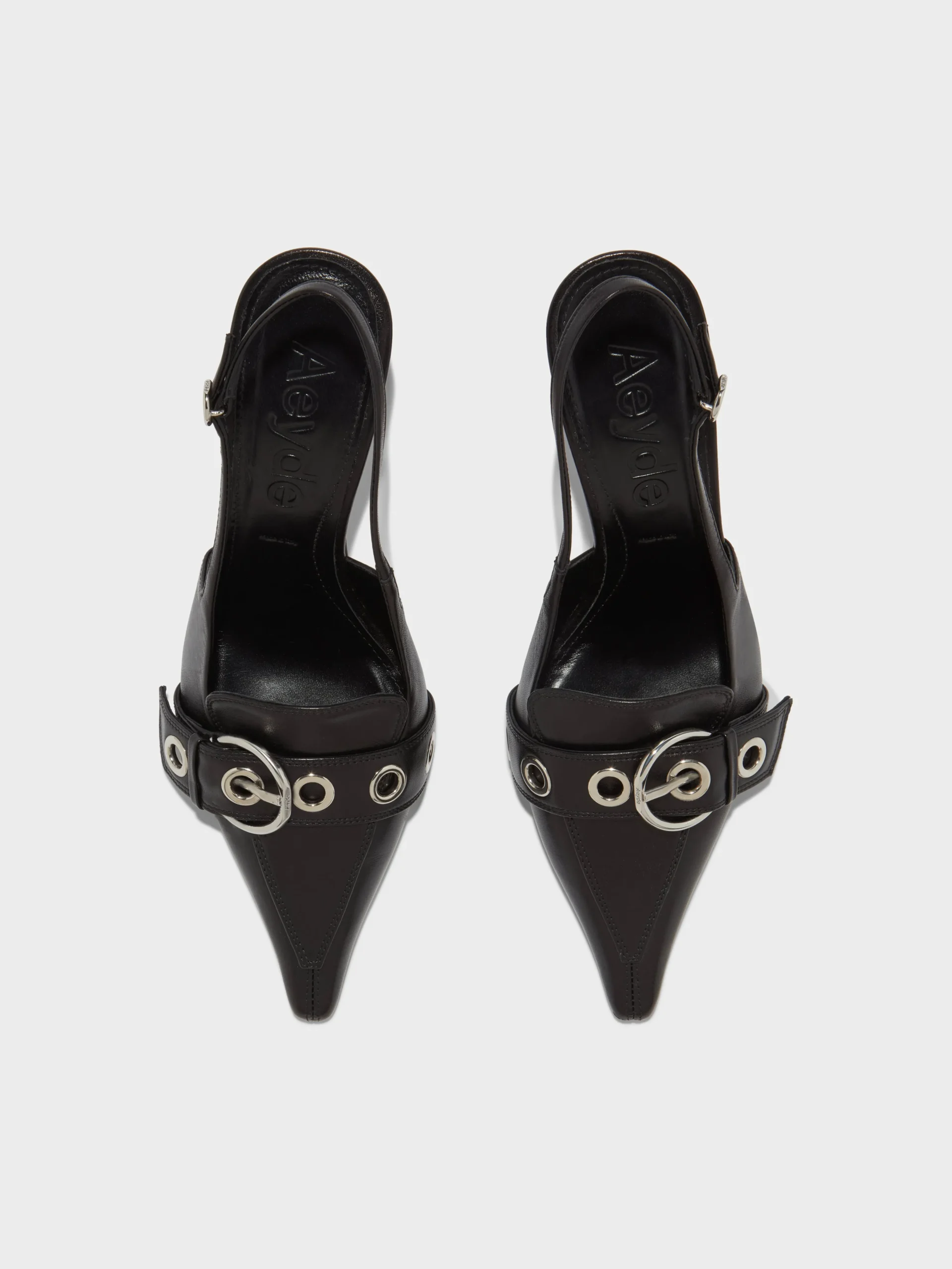 Discount Aeyde Tara Leather Slingback Pumps Black Nappa