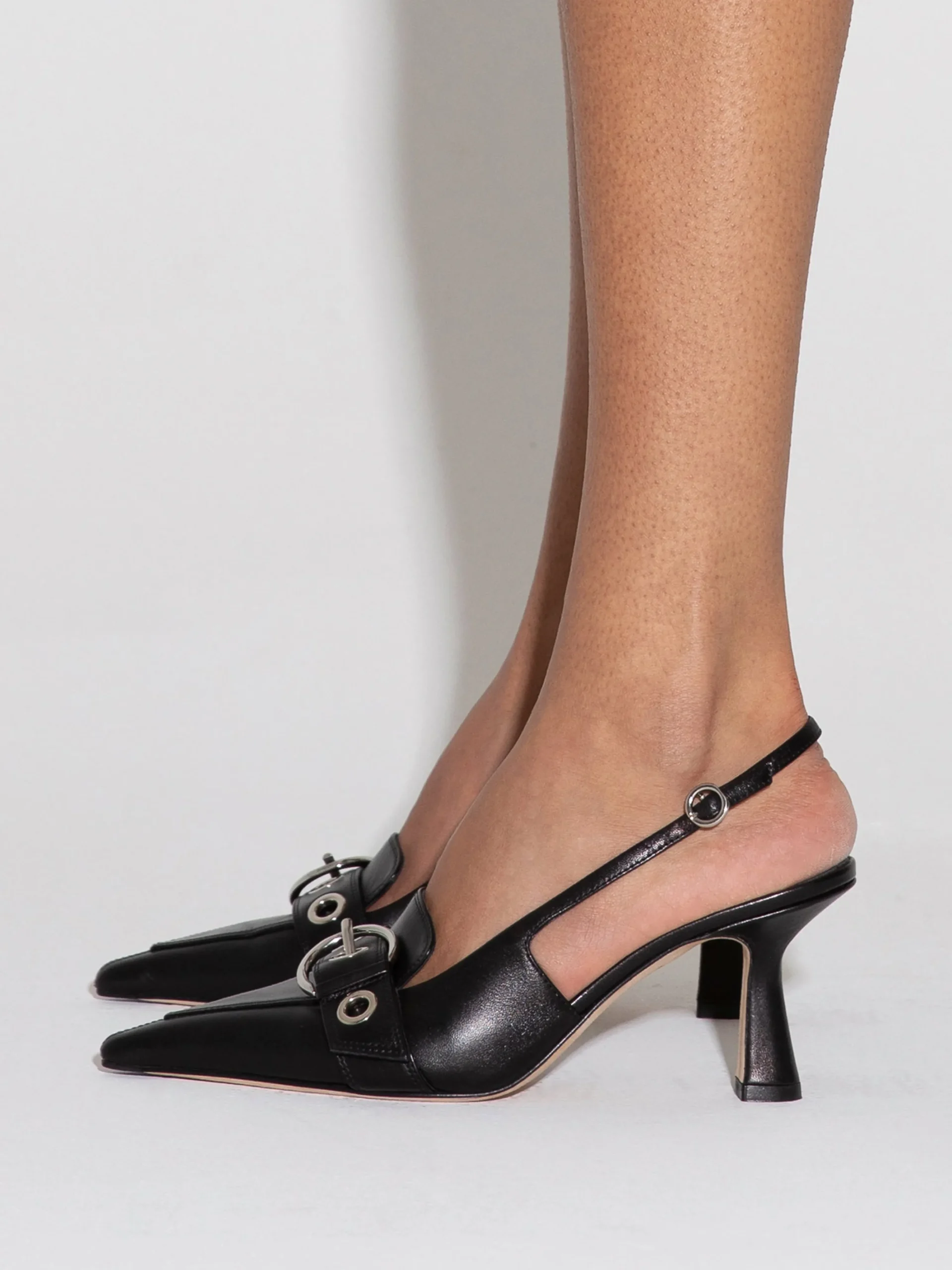 Discount Aeyde Tara Leather Slingback Pumps Black Nappa