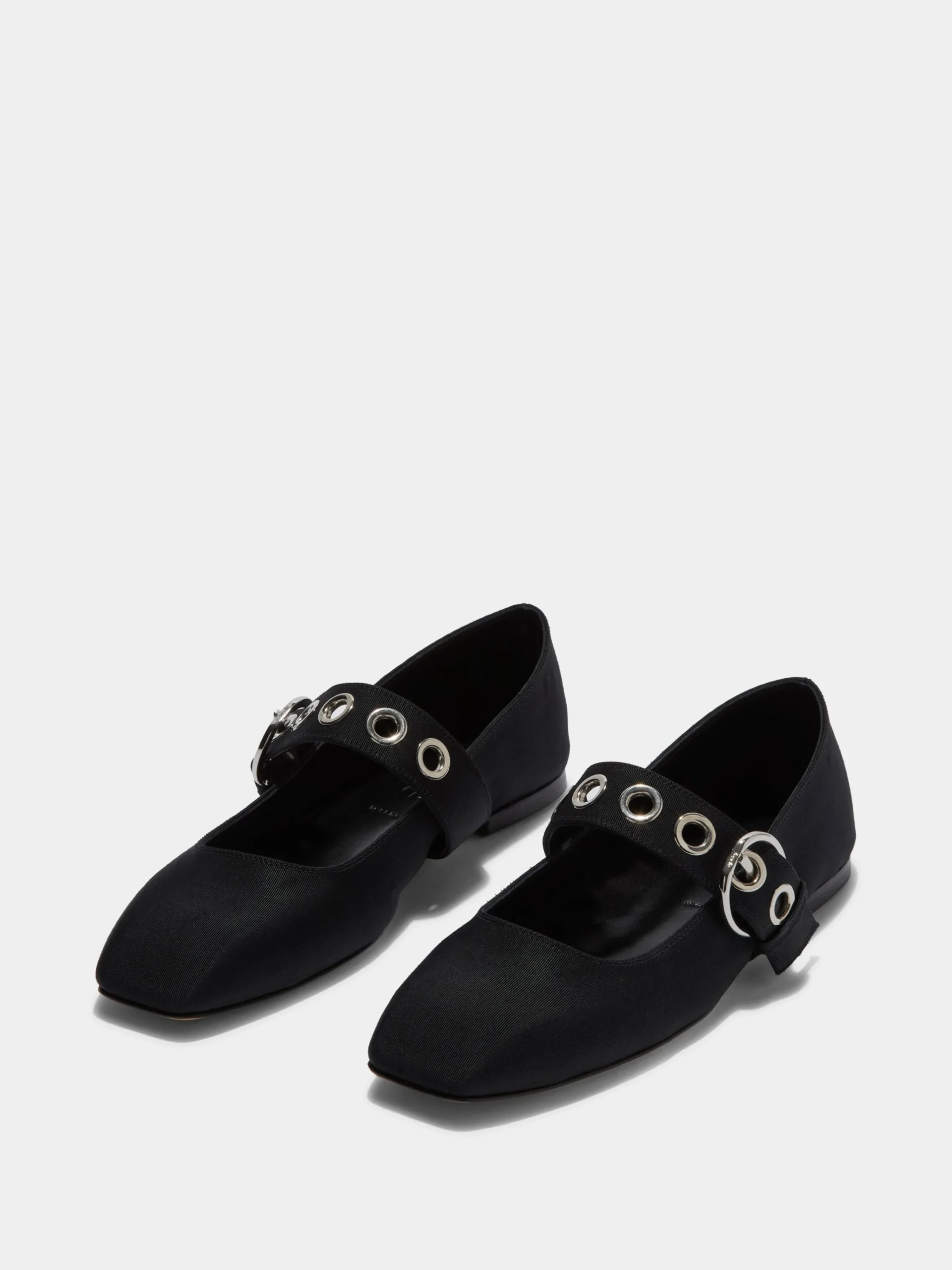 Sale Aeyde Uma Eyelet Grosgrain Mary-Jane Flats Black Grosgrain