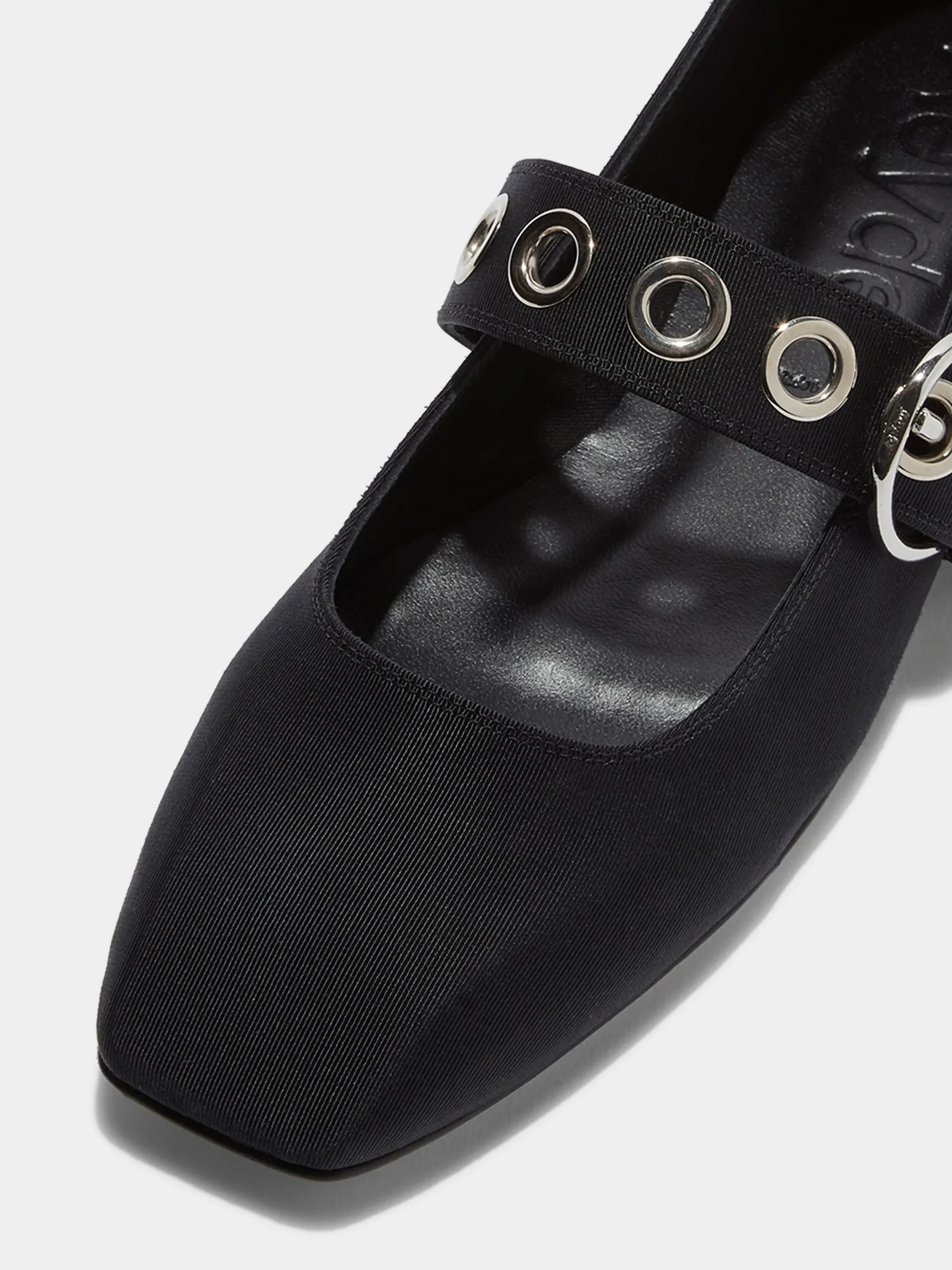 Sale Aeyde Uma Eyelet Grosgrain Mary-Jane Flats Black Grosgrain