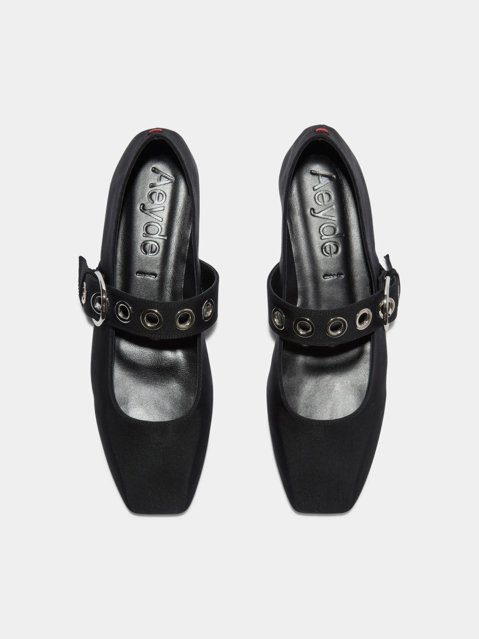 Sale Aeyde Uma Eyelet Grosgrain Mary-Jane Flats Black Grosgrain