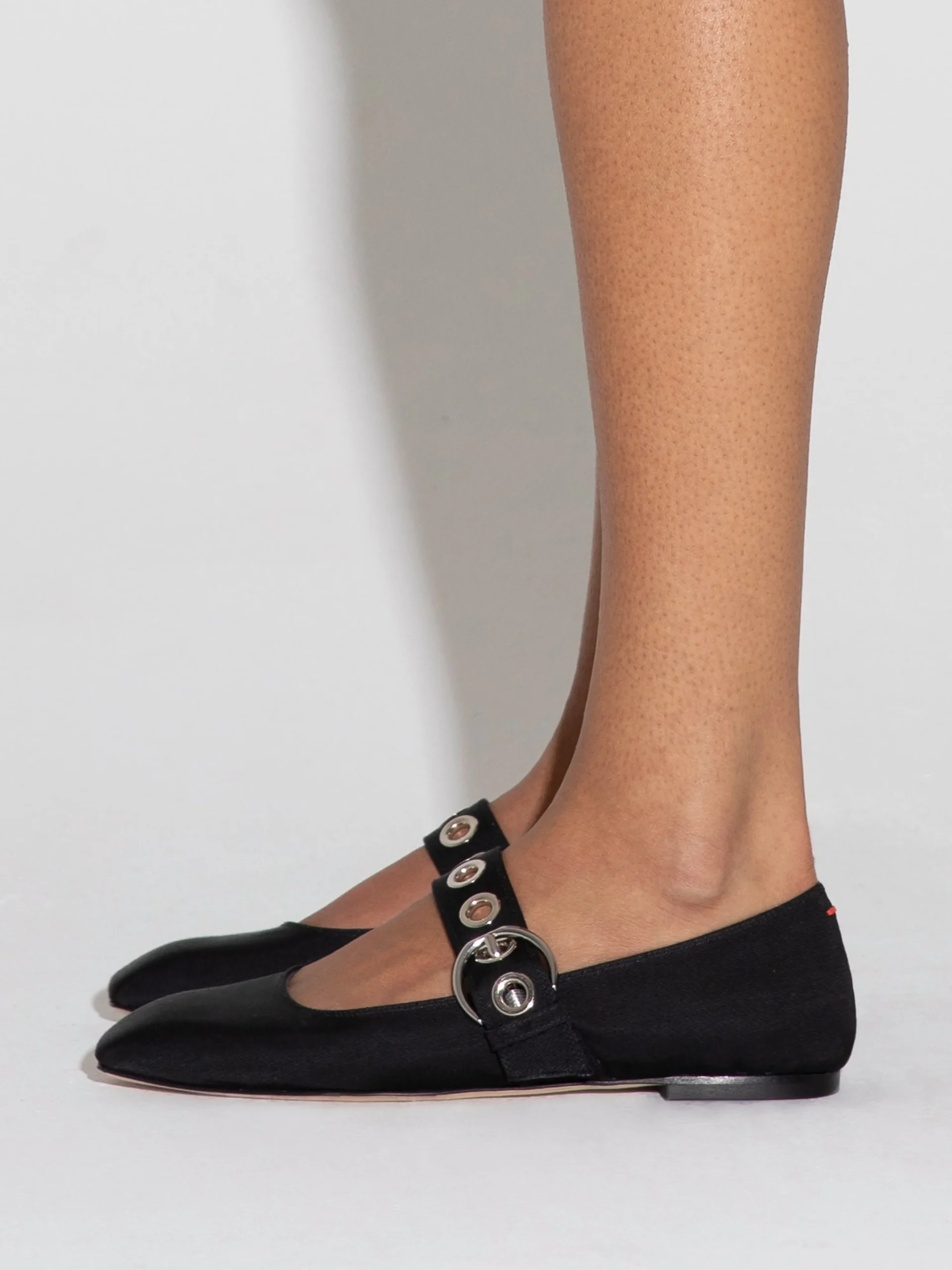 Sale Aeyde Uma Eyelet Grosgrain Mary-Jane Flats Black Grosgrain
