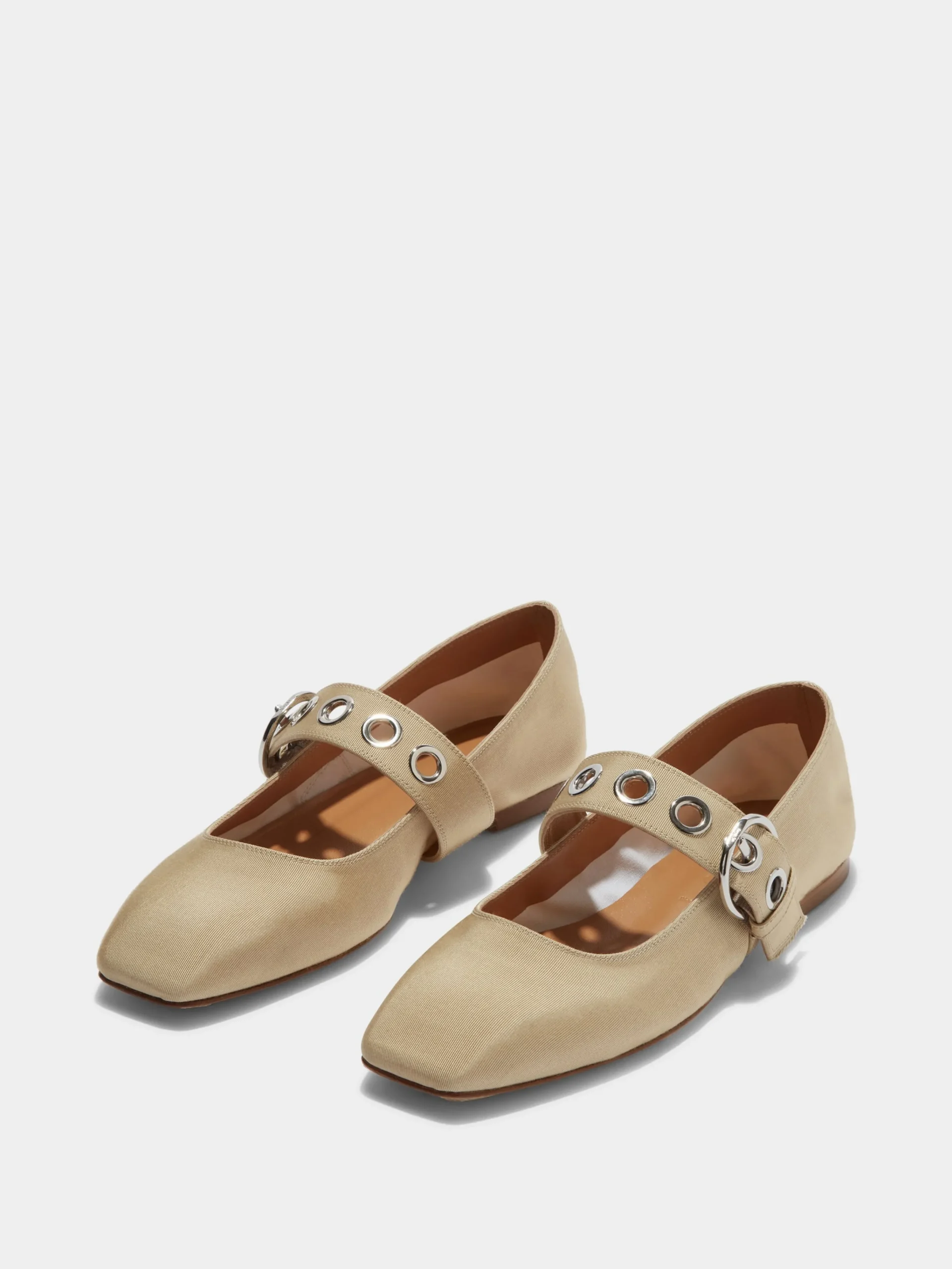 Outlet Aeyde Uma Eyelet Grosgrain Mary-Jane Flats Latte Grosgrain