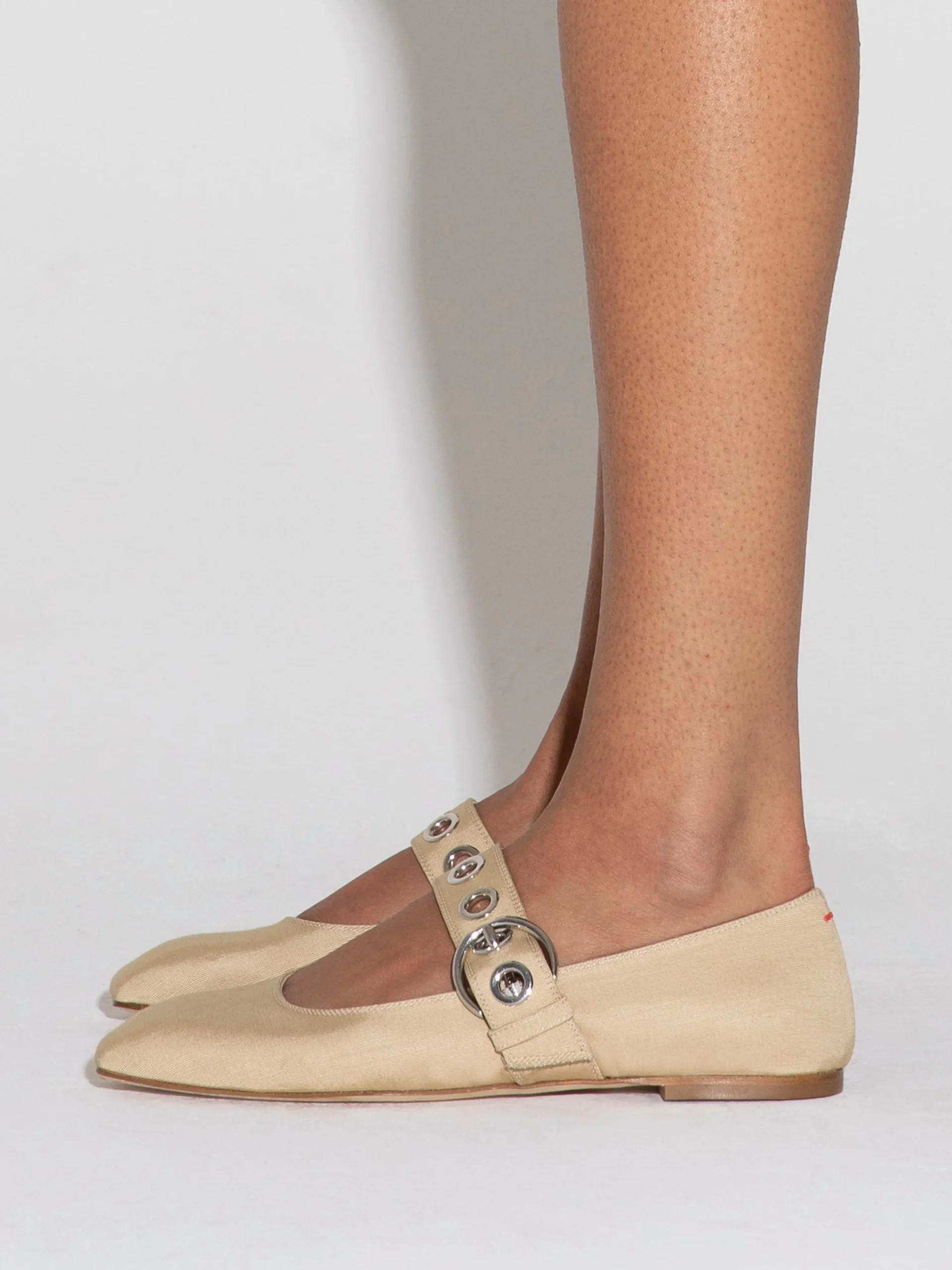 Outlet Aeyde Uma Eyelet Grosgrain Mary-Jane Flats Latte Grosgrain