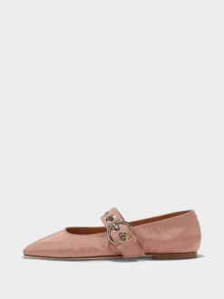 Best Aeyde Uma Eyelet Grosgrain Mary-Janes Flats Coral Grosgrain