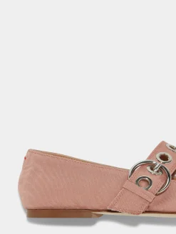 Best Aeyde Uma Eyelet Grosgrain Mary-Janes Flats Coral Grosgrain