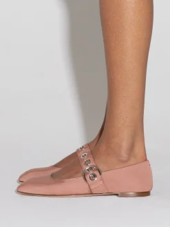 Best Aeyde Uma Eyelet Grosgrain Mary-Janes Flats Coral Grosgrain