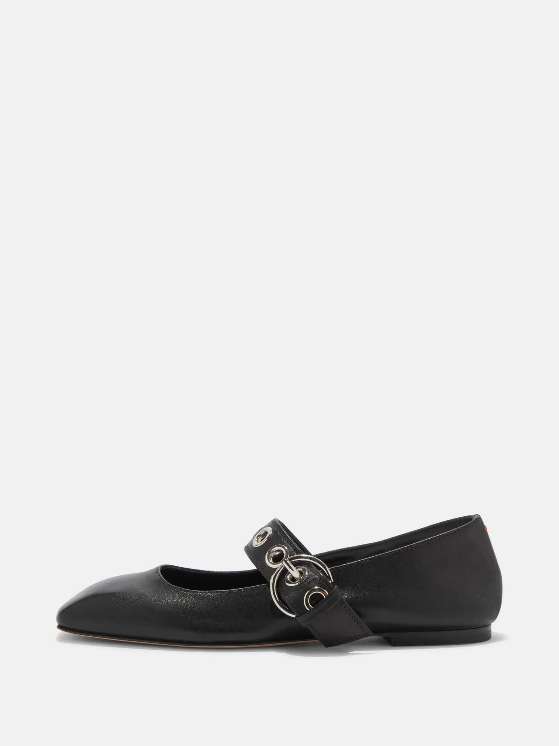 Discount Aeyde Uma Eyelet Leather Mary-Janes Flats Black Nappa