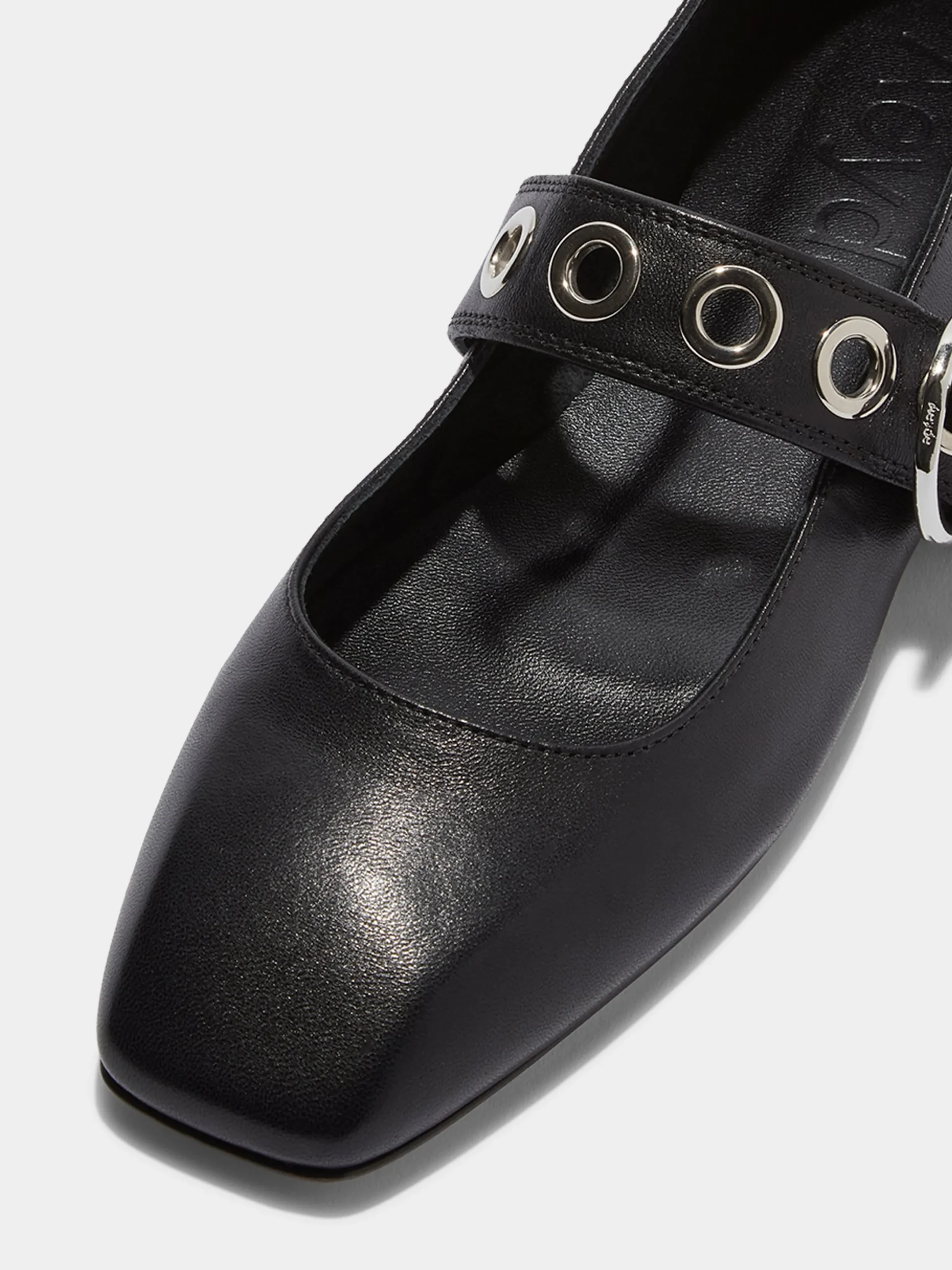 Discount Aeyde Uma Eyelet Leather Mary-Janes Flats Black Nappa