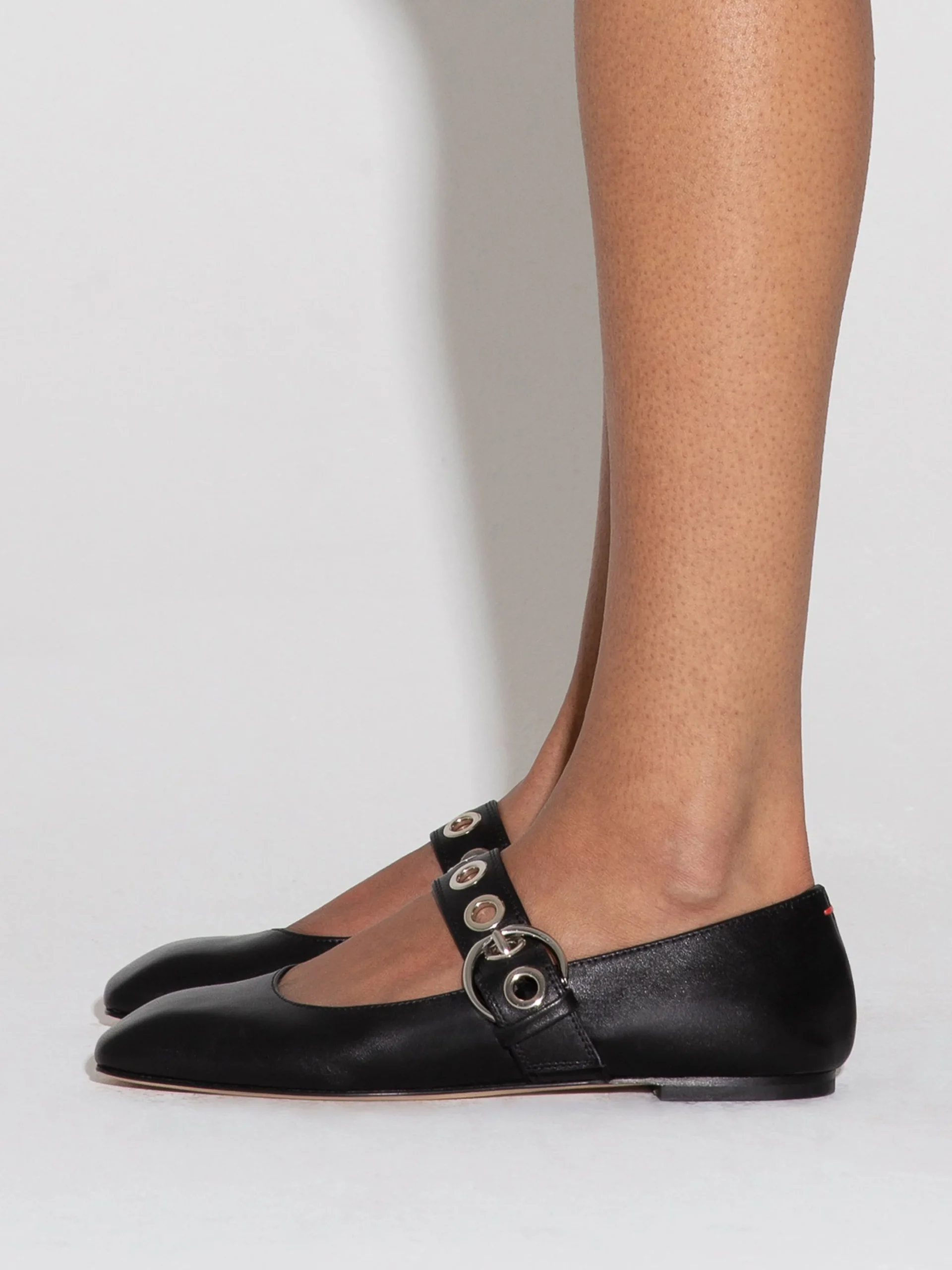 Discount Aeyde Uma Eyelet Leather Mary-Janes Flats Black Nappa