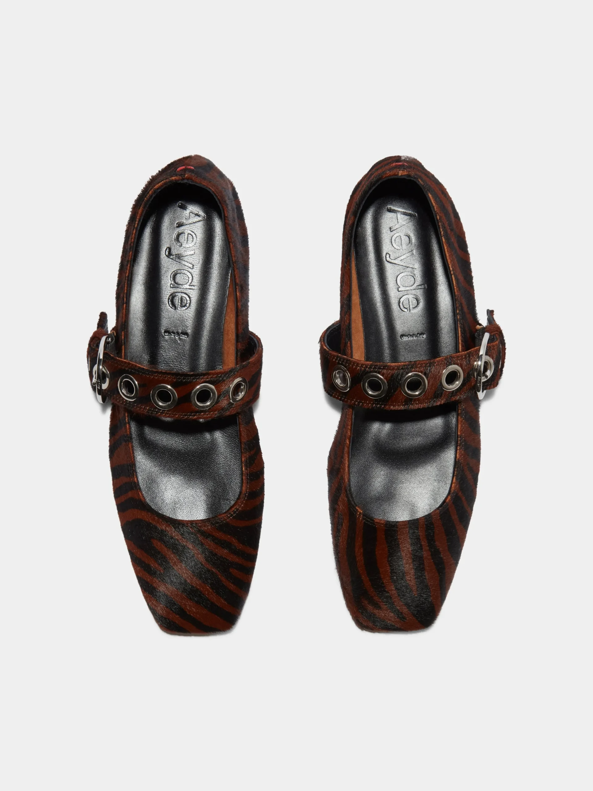 Fashion Aeyde Uma Eyelet Ponyhair Mary-Janes Moka Ponyhair