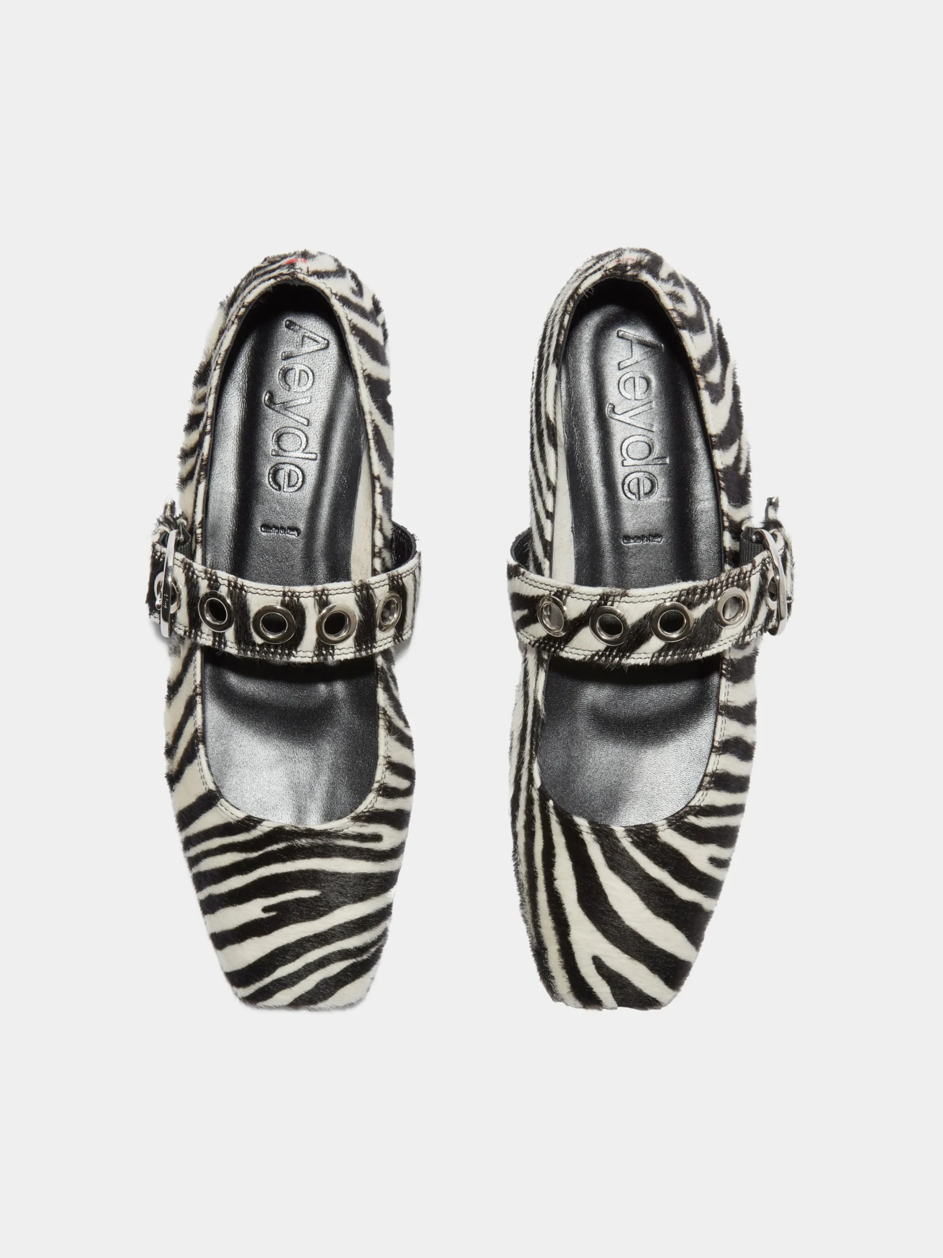 New Aeyde Uma Eyelet Ponyhair Mary-Janes Creamy Ponyhair