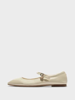 Outlet Aeyde Uma Leather Mary-Jane Flats Creamy Nappa