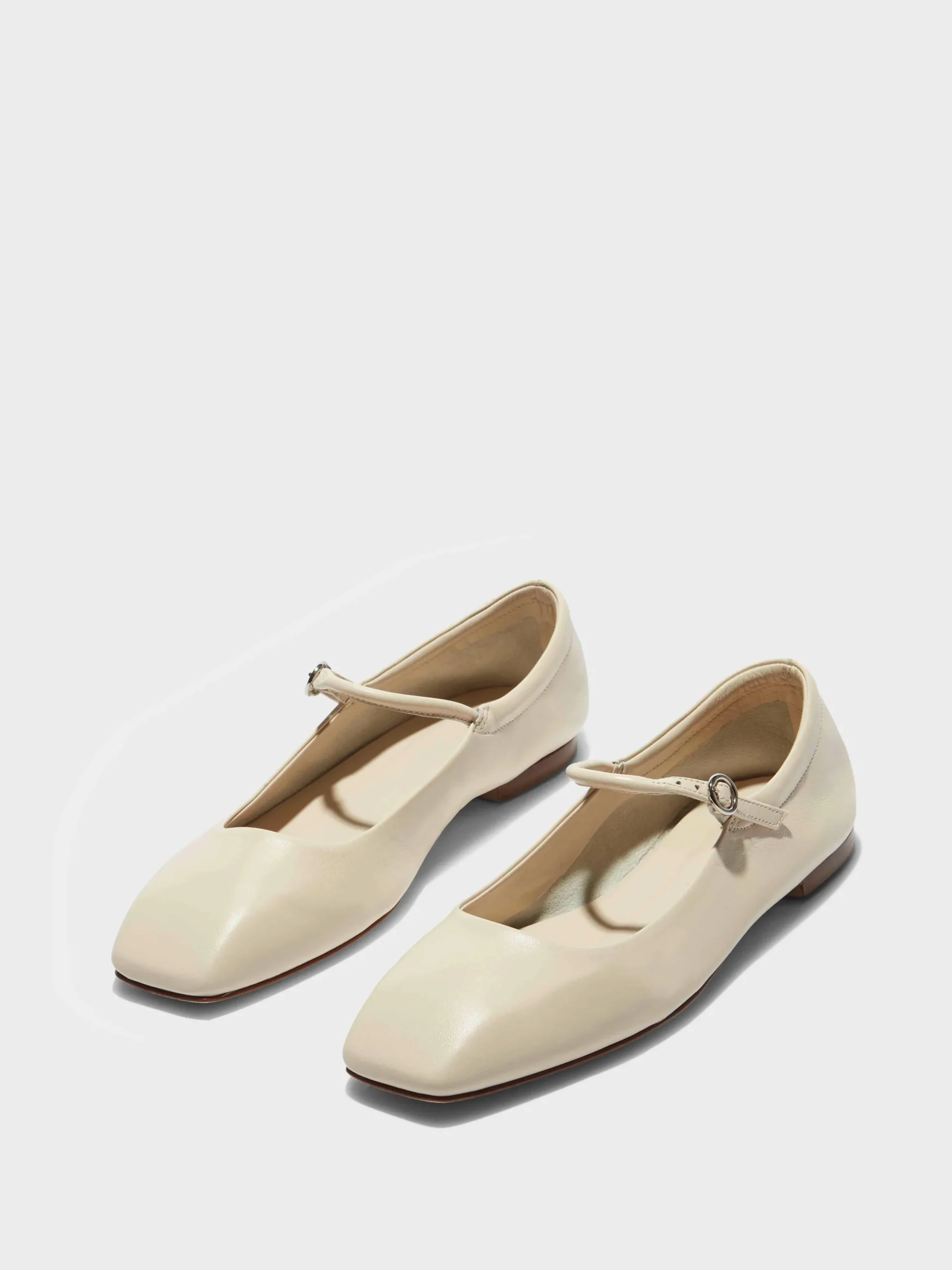 Outlet Aeyde Uma Leather Mary-Jane Flats Creamy Nappa