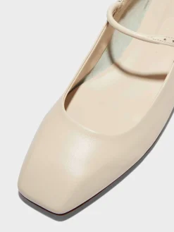 Outlet Aeyde Uma Leather Mary-Jane Flats Creamy Nappa