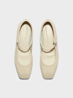 Outlet Aeyde Uma Leather Mary-Jane Flats Creamy Nappa