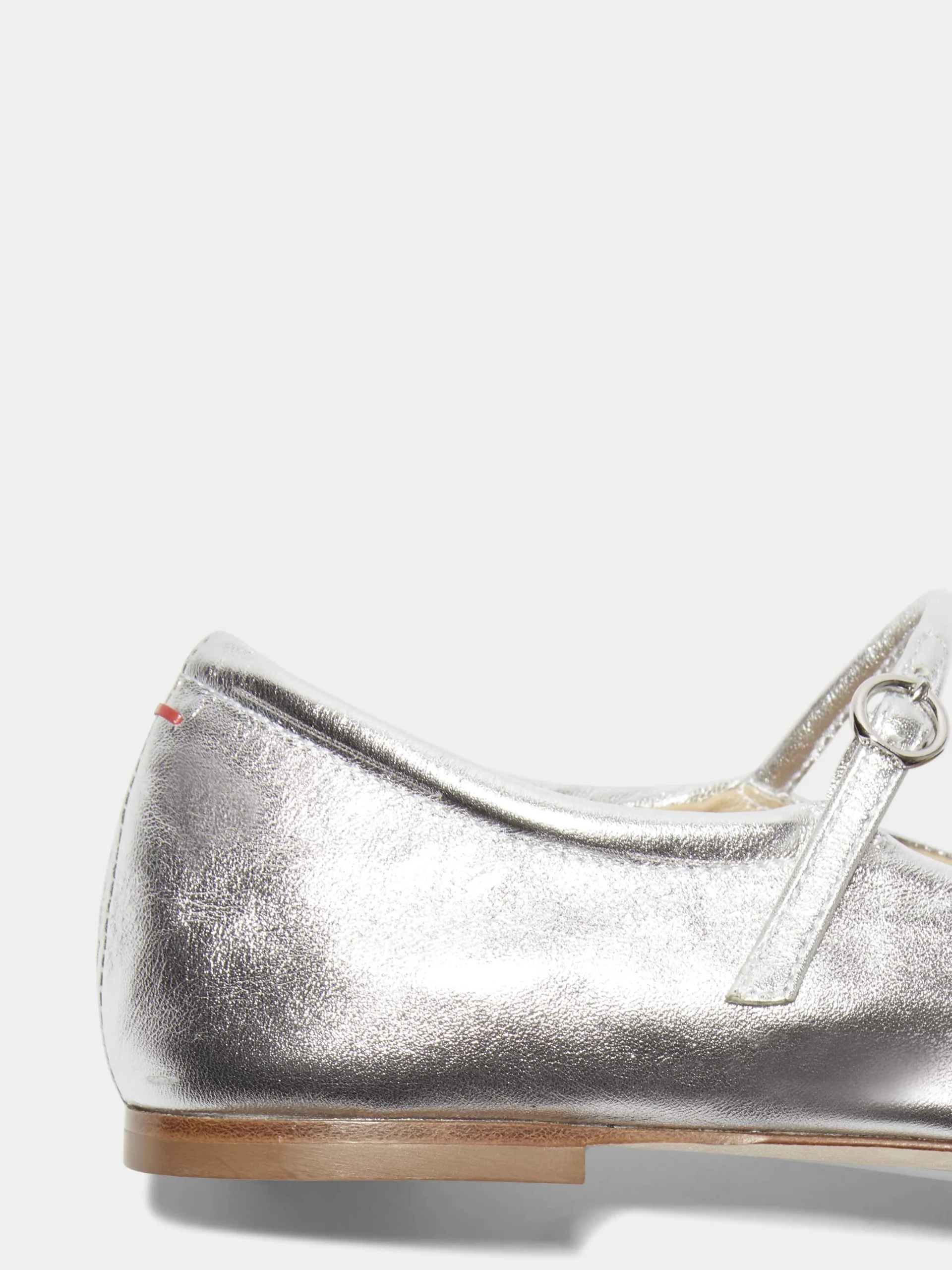 Hot Aeyde Uma Leather Mary-Jane Flats Silver Nappa