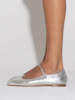 Hot Aeyde Uma Leather Mary-Jane Flats Silver Nappa