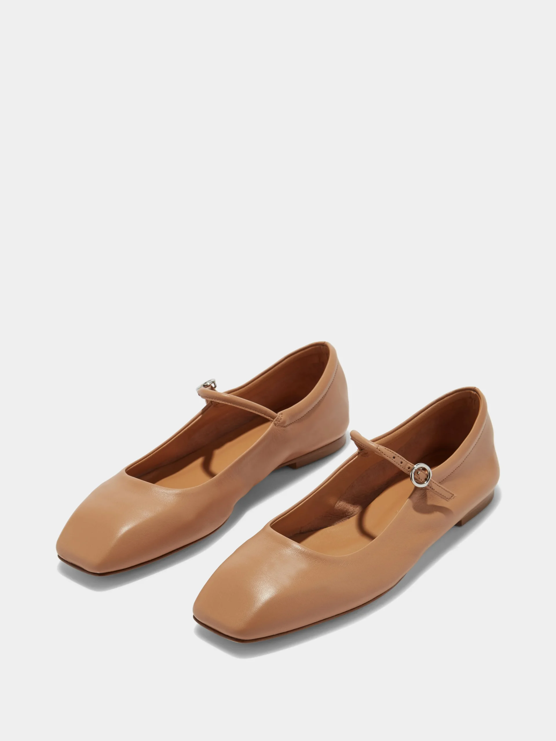 Best Aeyde Uma Leather Mary-Janes Flats Hazelnut Nappa