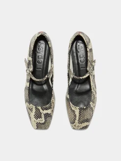 Hot Aeyde Uma Leather Mary-Janes Flats Creamy Snake