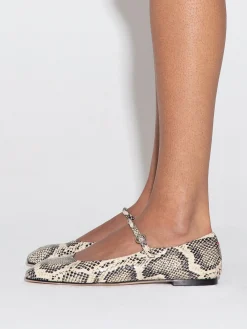 Hot Aeyde Uma Leather Mary-Janes Flats Creamy Snake
