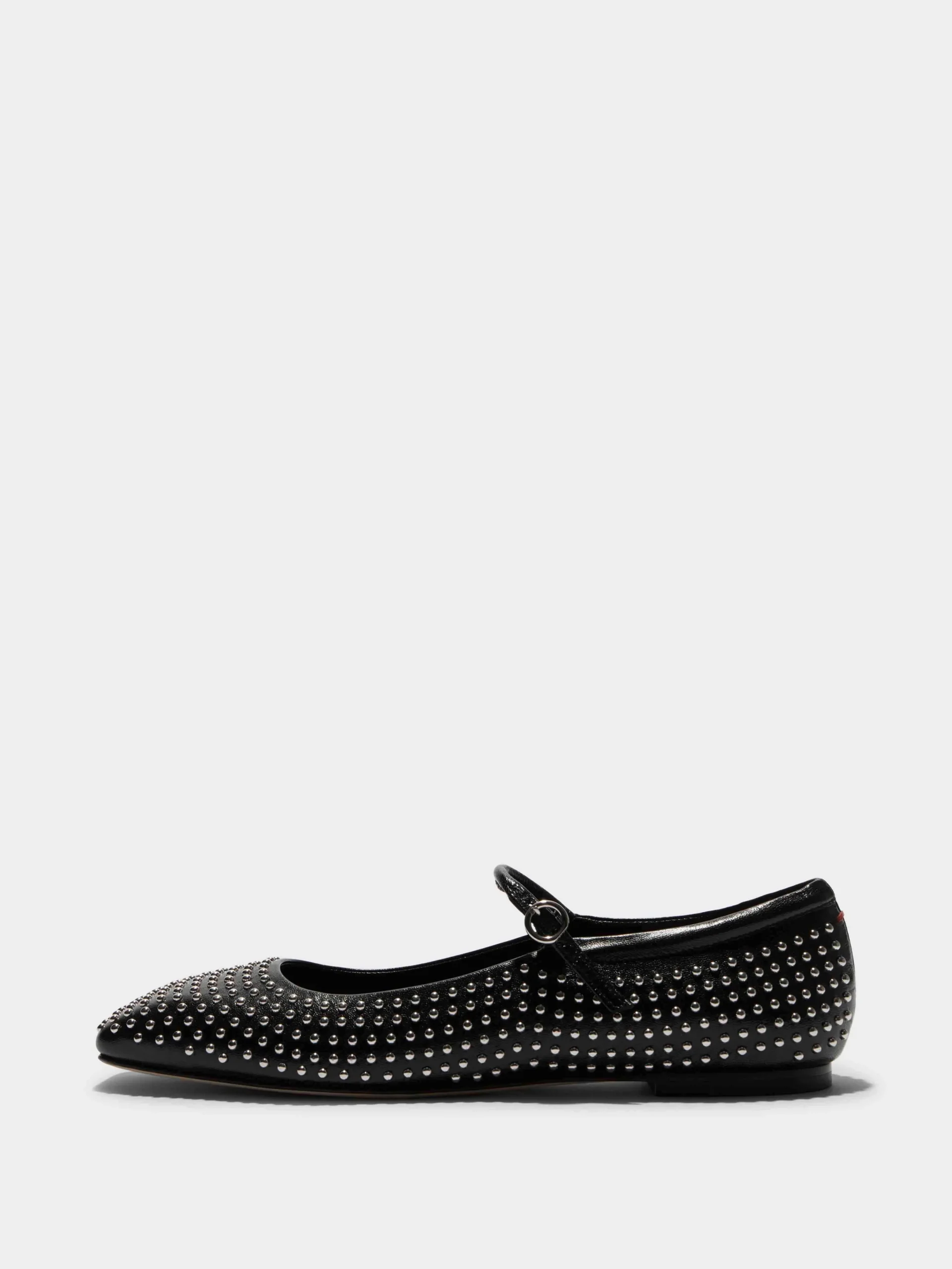 New Aeyde Uma Mini Stud Leather Mary-Jane Flats Black Nappa/Mini Studs