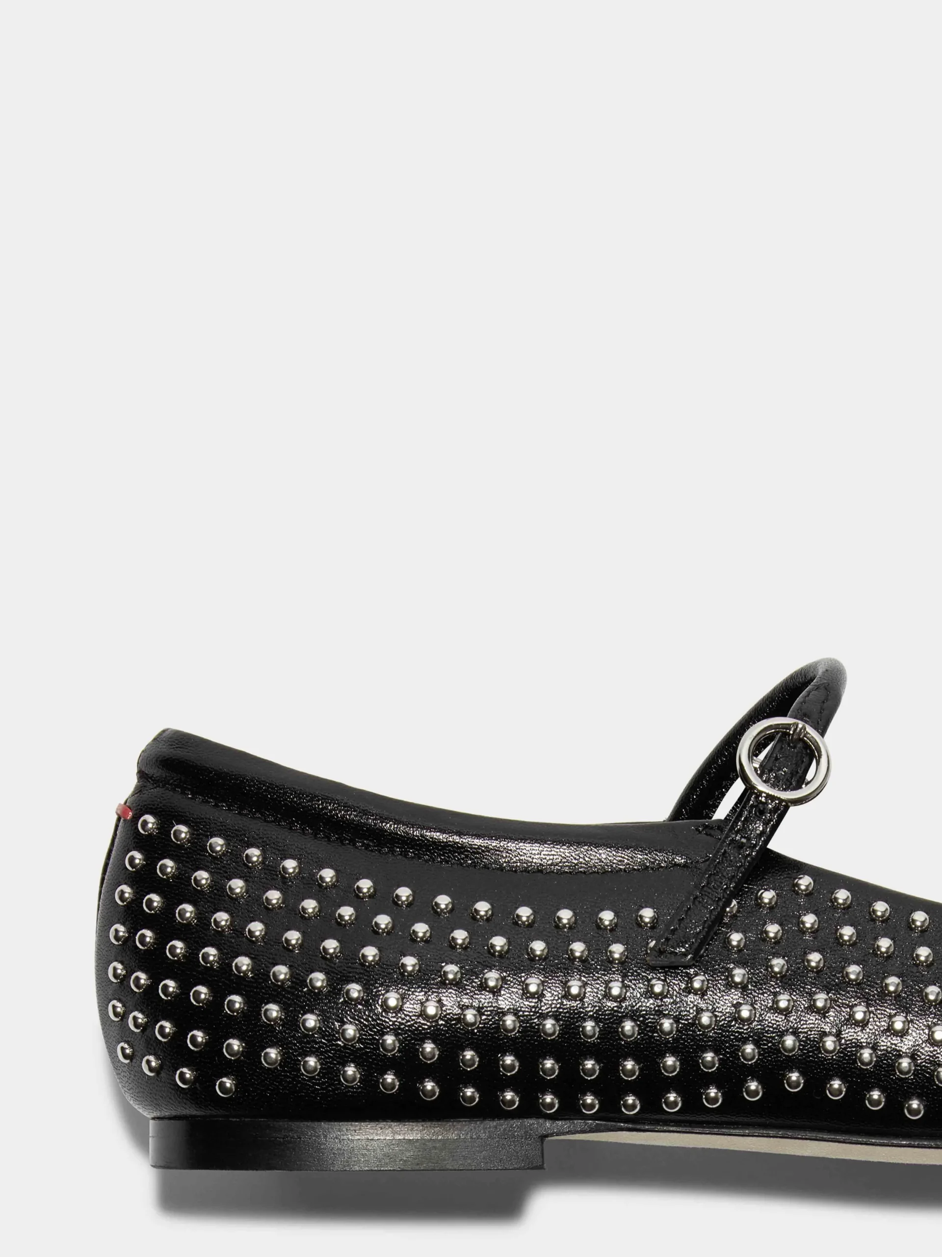 New Aeyde Uma Mini Stud Leather Mary-Jane Flats Black Nappa/Mini Studs