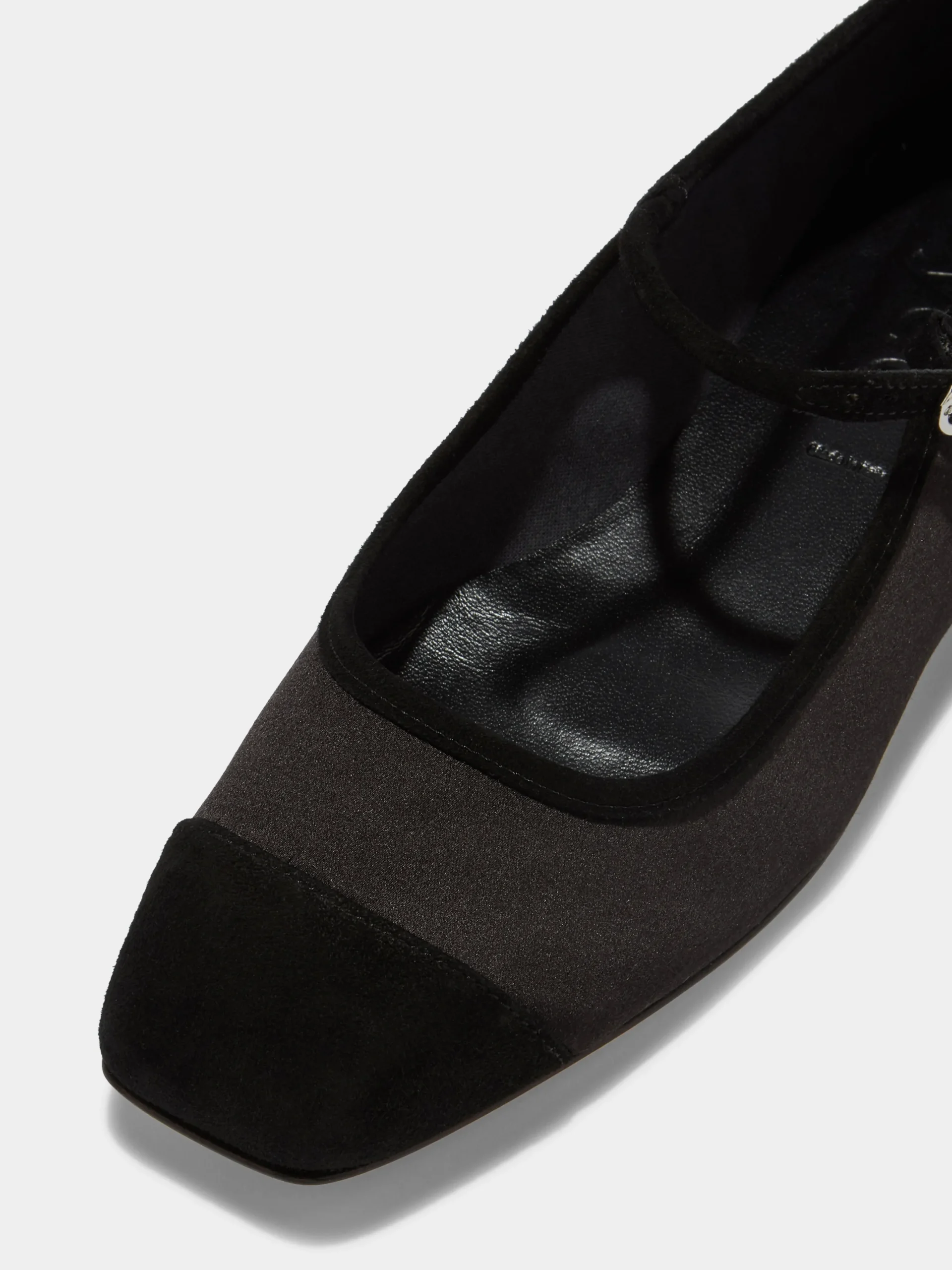 New Aeyde Uma Satin Toe-Cap Mary-Jane Flats Black Satin/Suede
