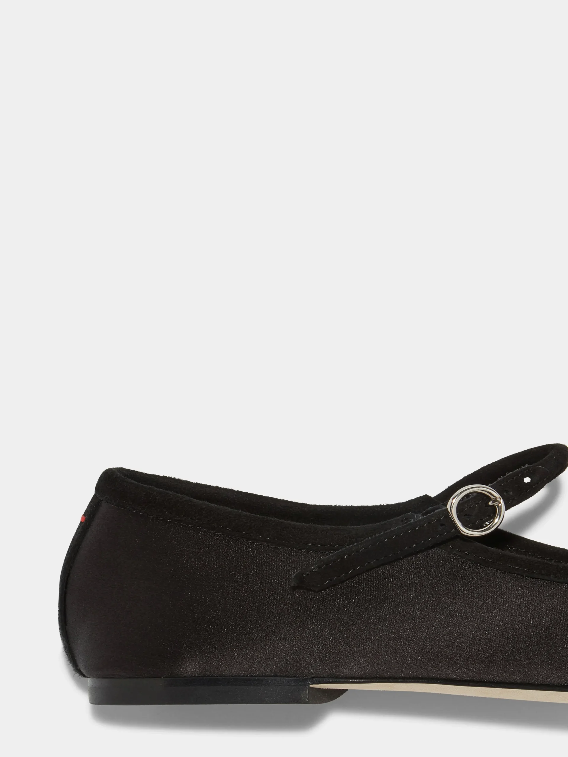 New Aeyde Uma Satin Toe-Cap Mary-Jane Flats Black Satin/Suede