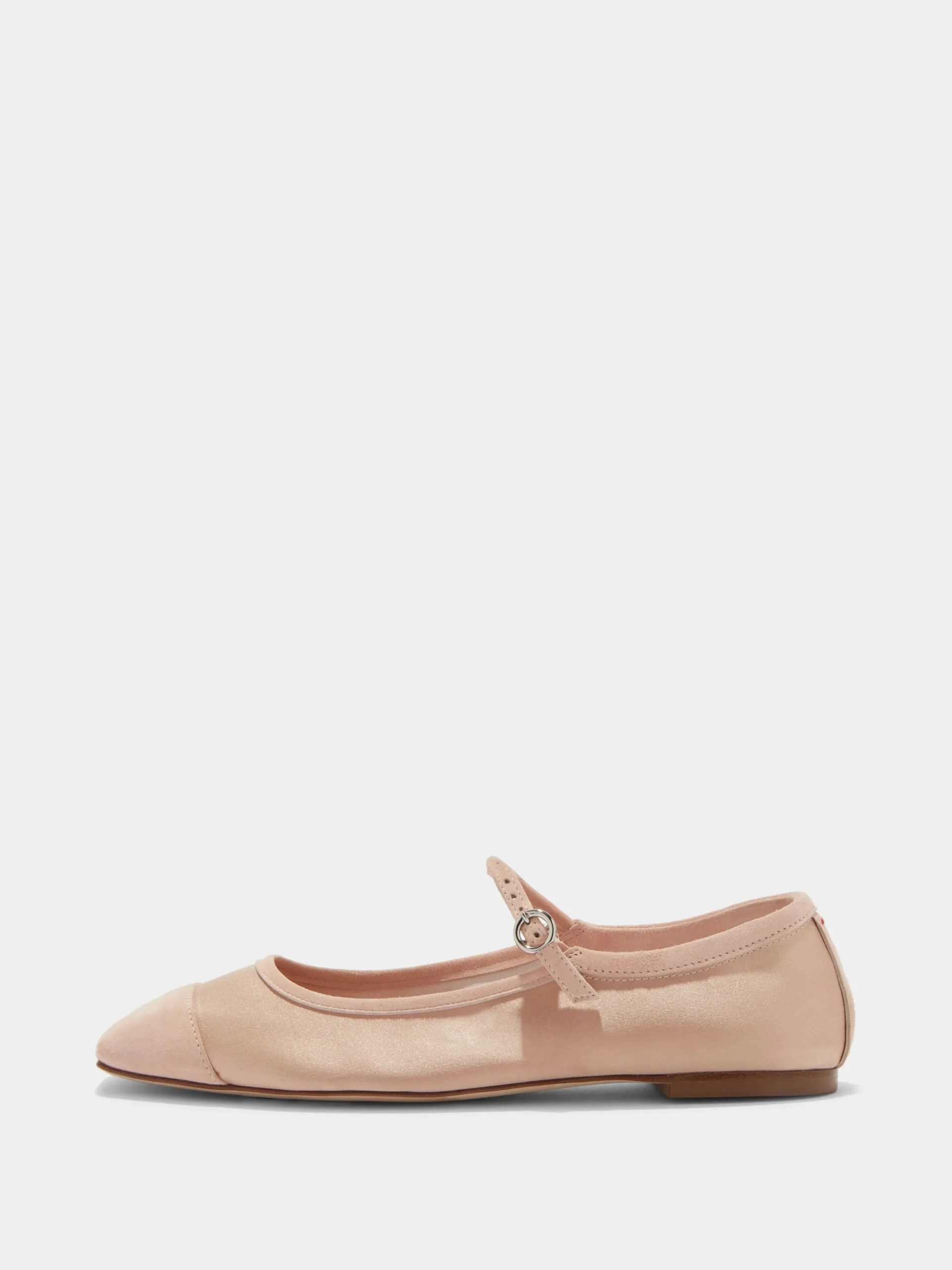 Fashion Aeyde Uma Satin Toe-Cap Mary-Jane Flats Peach Satin/Suede