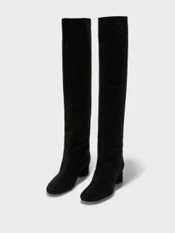 Sale Aeyde Willa Suede Over-Knee Boots Black Suede
