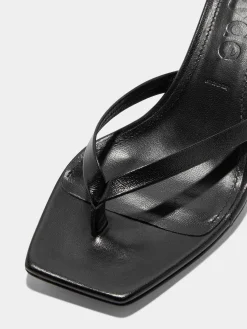 Fashion Aeyde Wilma Leather Thong Sandals Black Nappa